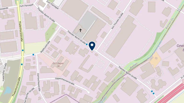 Karte mit dem Standort der Janeos Beteiligungen, Theodor-Barth-Straße 25 in 28307 Bremen
